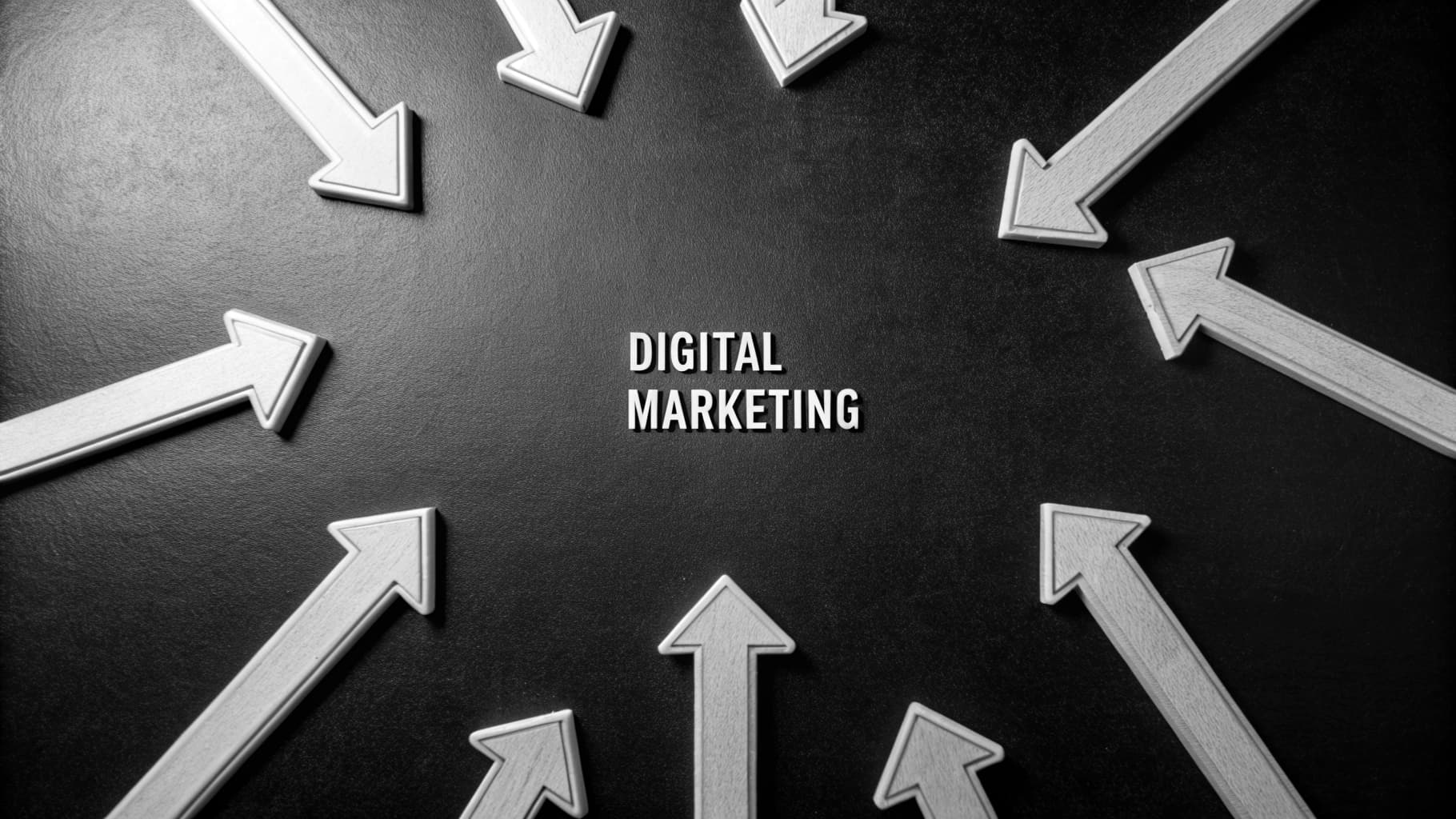 Digital marketing concept with arrows pointing to target